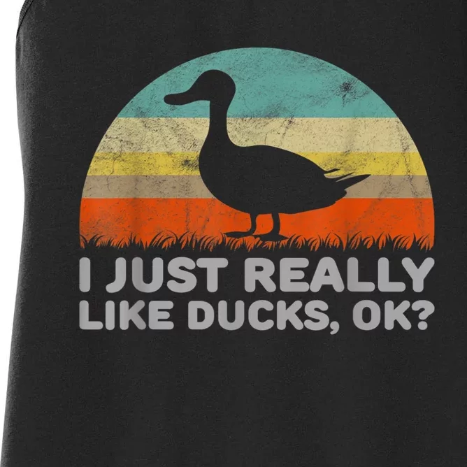 Funny I Just Really Like Ducks OK Women's Racerback Tank