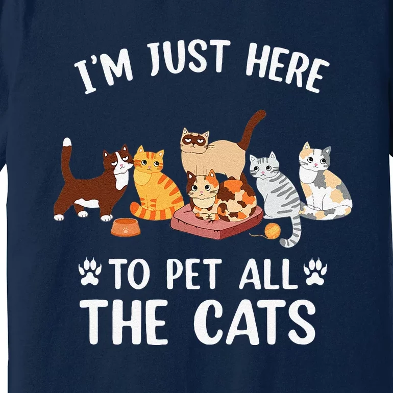 Funny Im Just Here To Pet All The Cats For Cat Lover Premium T-Shirt