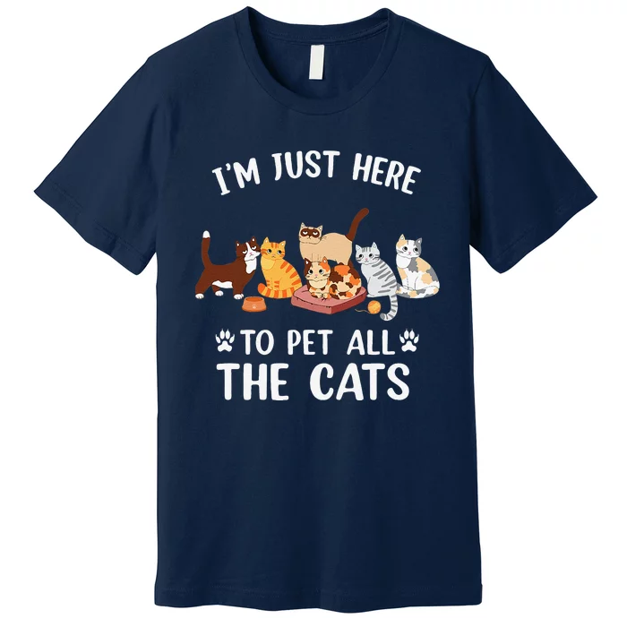 Funny Im Just Here To Pet All The Cats For Cat Lover Premium T-Shirt