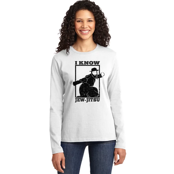 Funny I Know Jew Jitsu Ladies Long Sleeve Shirt