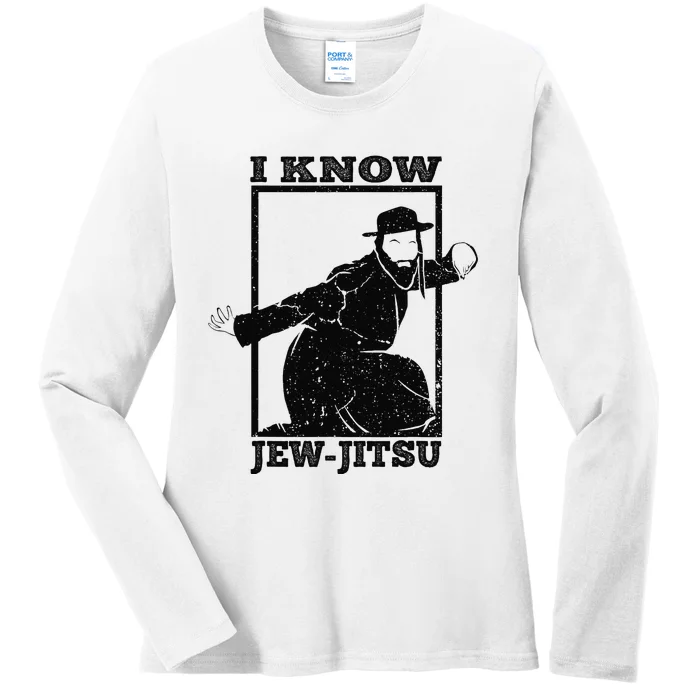 Funny I Know Jew Jitsu Ladies Long Sleeve Shirt