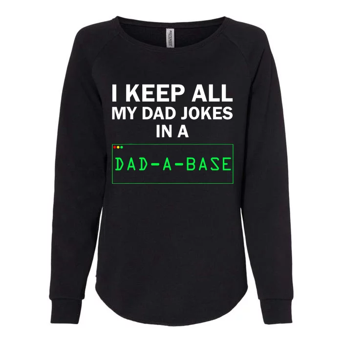 Funny I Keep All My Dad Jokes In A Dad A Base Gag Dad Joke Womens California Wash Sweatshirt