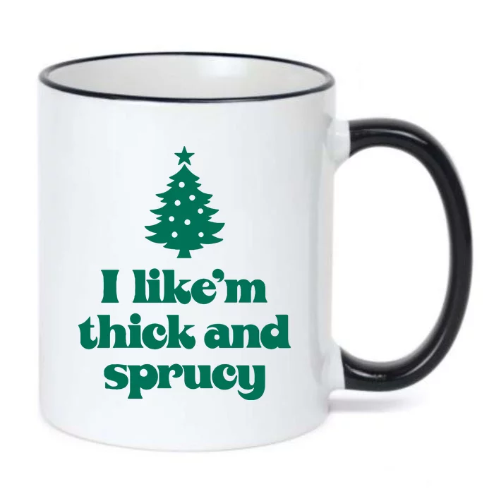 Funny I Like Them Real Thick And Sprucey Christmas Tree Xmas Black Color Changing Mug