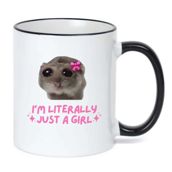 Funny IM Literally Just A Girl Sad Hamster Meme Gift Black Color Changing Mug