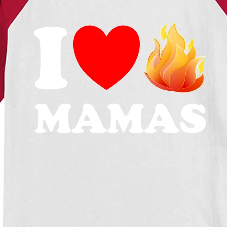 Funny I Love Hot Mamas Meaningful Gift Kids Colorblock Raglan Jersey