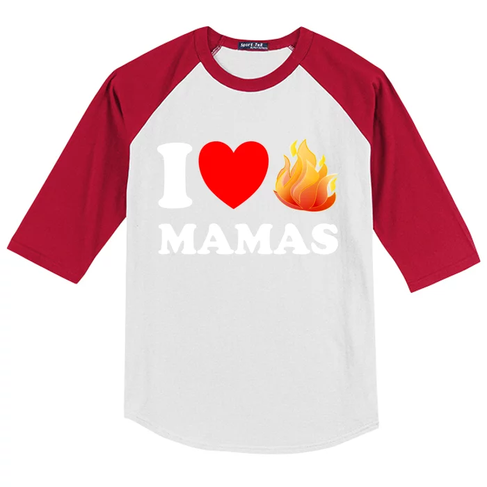 Funny I Love Hot Mamas Meaningful Gift Kids Colorblock Raglan Jersey