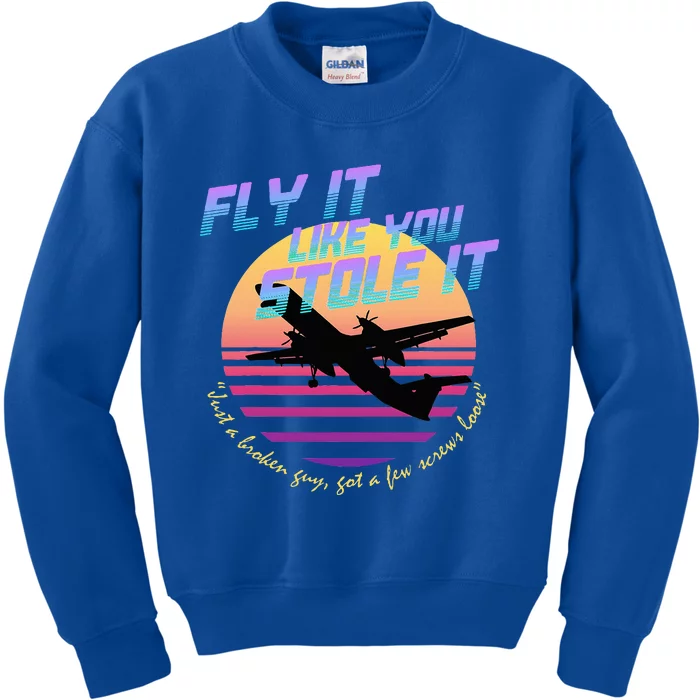 Fly It Like You Stole It Sky King Vaporwave Aesthetic Kids Sweatshirt