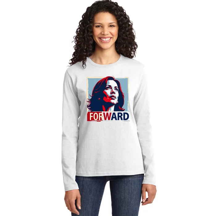 Forward Inspiring Leadership Hope Progress Kamala Harris Ladies Long Sleeve Shirt