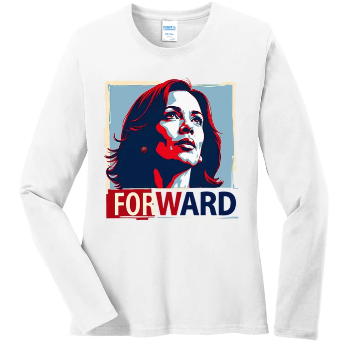 Forward Inspiring Leadership Hope Progress Kamala Harris Ladies Long Sleeve Shirt