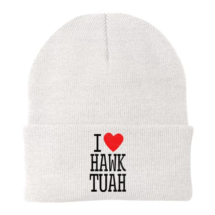 Funny I Love Hawk Tuah Heart Guy Spit Joke Wet That Thang Knit Cap Winter Beanie