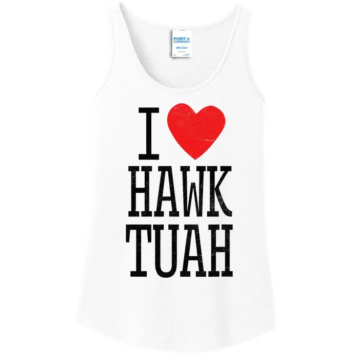 Funny I Love Hawk Tuah Heart Guy Spit Joke Wet That Thang Ladies Essential Tank