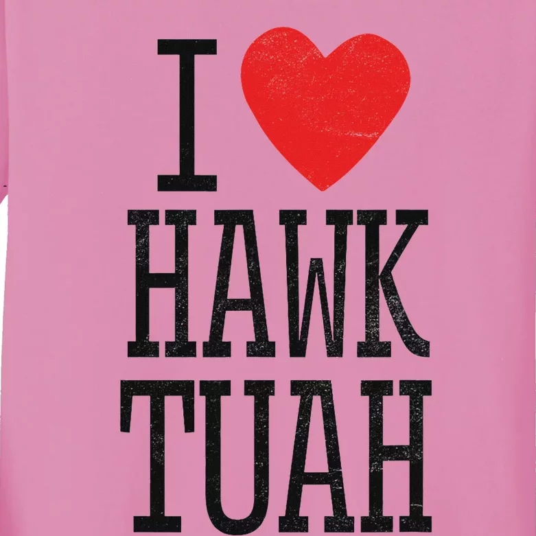 Funny I Love Hawk Tuah Heart Guy Spit Joke Wet That Thang Kids Long Sleeve Shirt