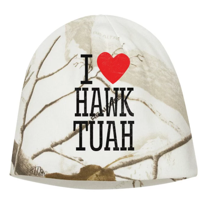 Funny I Love Hawk Tuah Heart Guy Spit Joke Wet That Thang Kati - Camo Knit Beanie