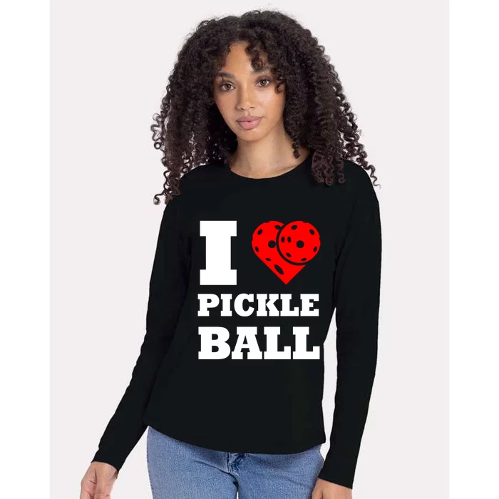 Funny I Love Pickleball Heart Great Gift Womens Cotton Relaxed Long Sleeve T-Shirt