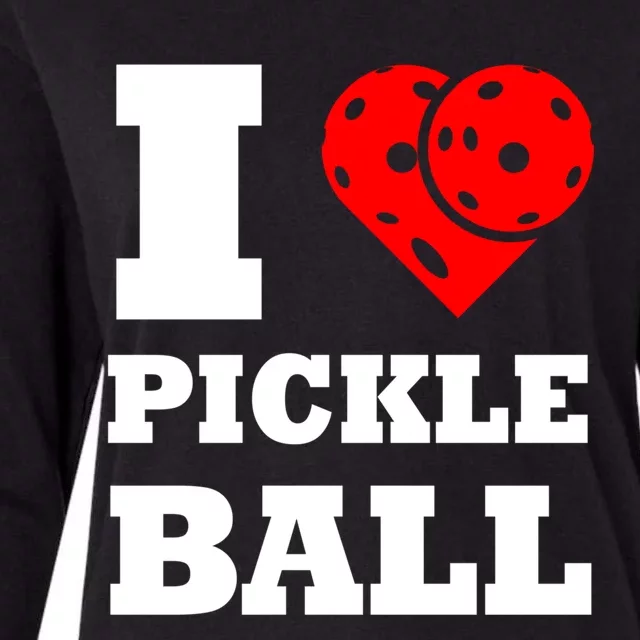 Funny I Love Pickleball Heart Great Gift Womens Cotton Relaxed Long Sleeve T-Shirt