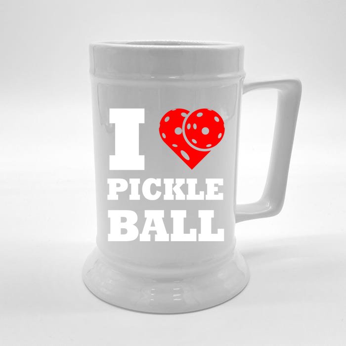 Funny I Love Pickleball Heart Great Gift Front & Back Beer Stein