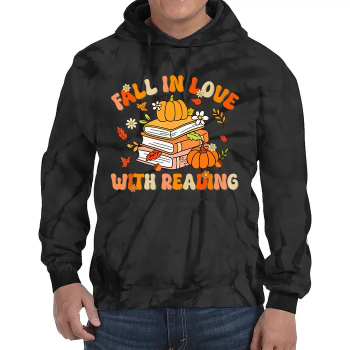 Fall In Love With Reading Book Autumn Pumpkins And Teachers Tie Dye Hoodie