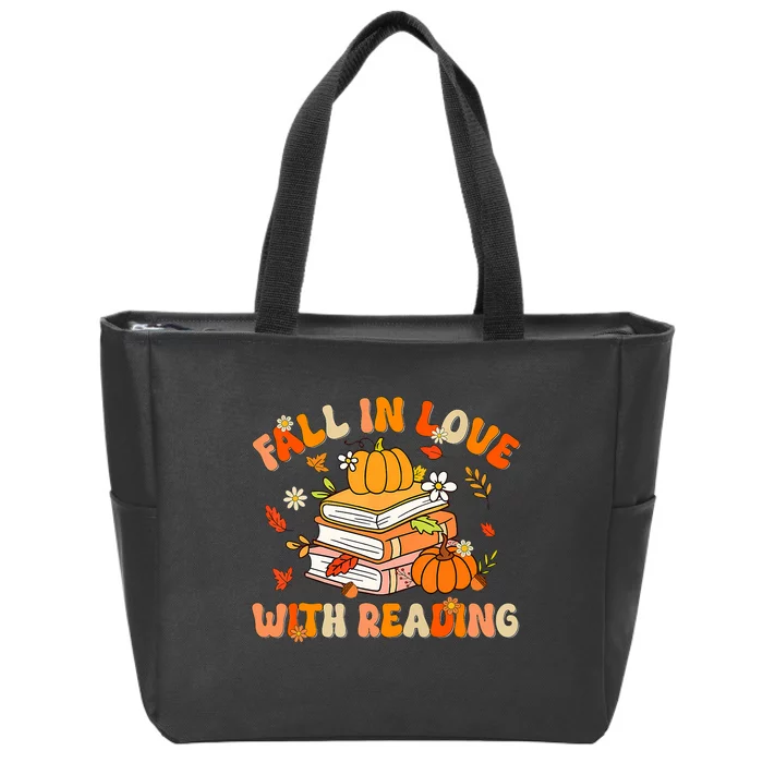 Fall In Love With Reading Book Autumn Pumpkins And Teachers Zip Tote Bag