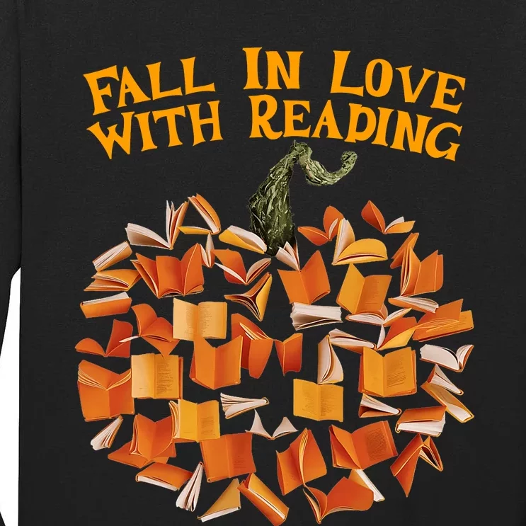 Fall In Love With Reading Fall Leaves Autumn Thanksgiving Tall Long Sleeve T-Shirt