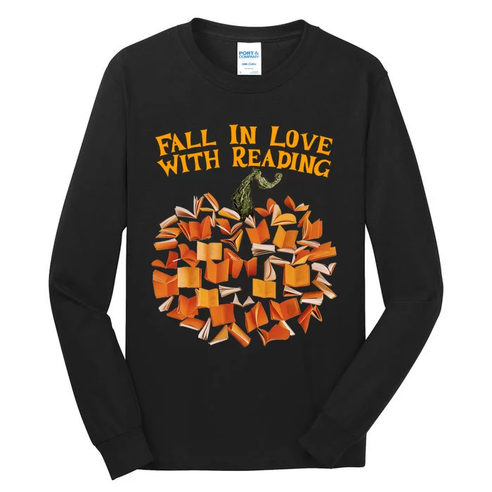 Fall In Love With Reading Fall Leaves Autumn Thanksgiving Tall Long Sleeve T-Shirt