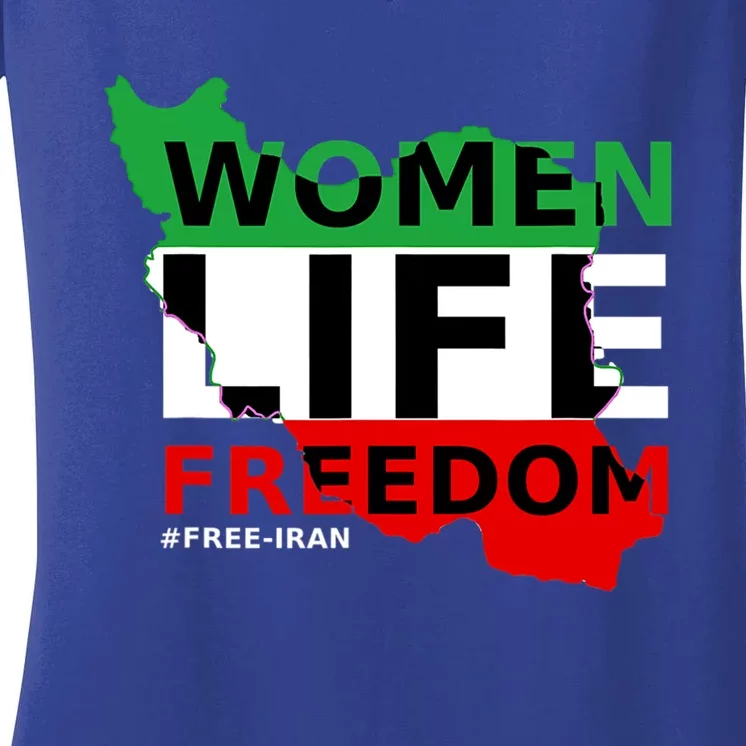 Free Iran Life Freedom Stand With Persian Cute Gift Women's V-Neck T-Shirt