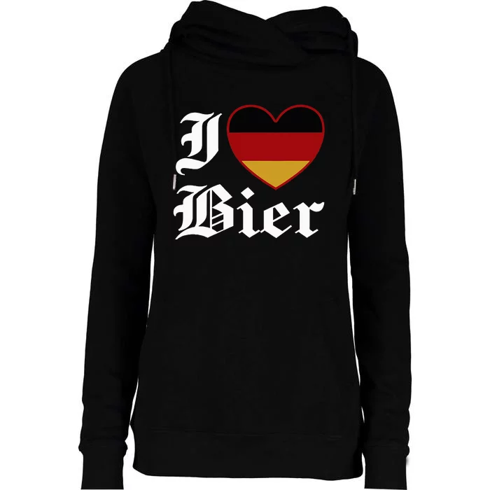 Funny I Love Beer Octoberfest Womens Funnel Neck Pullover Hood