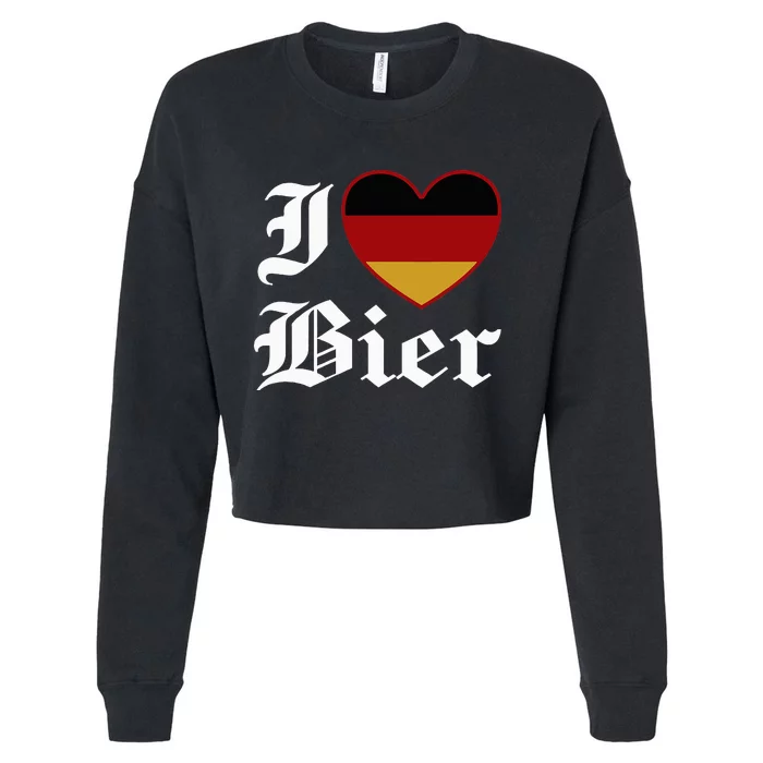 Funny I Love Beer Octoberfest Cropped Pullover Crew