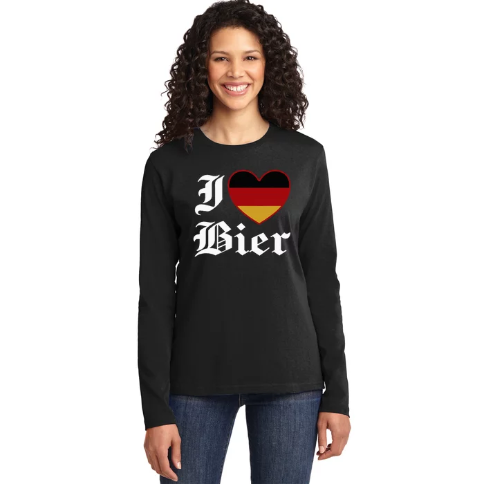 Funny I Love Beer Octoberfest Ladies Long Sleeve Shirt