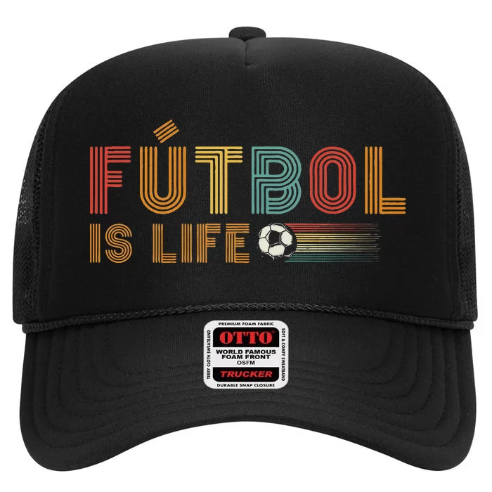 Futbol Is Life Football Lover Soccer Funny Vintage High Crown Mesh Trucker Hat