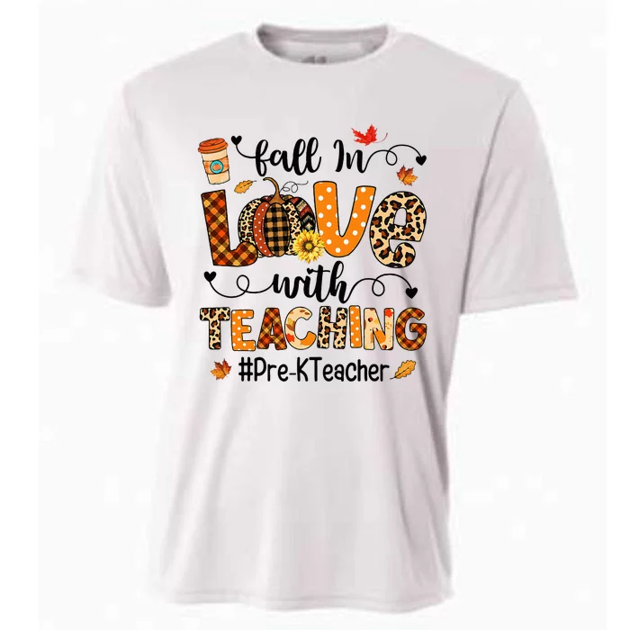 Fall In Love With Teaching PreK Teacher Thanksgiving Cooling Performance Crew T-Shirt