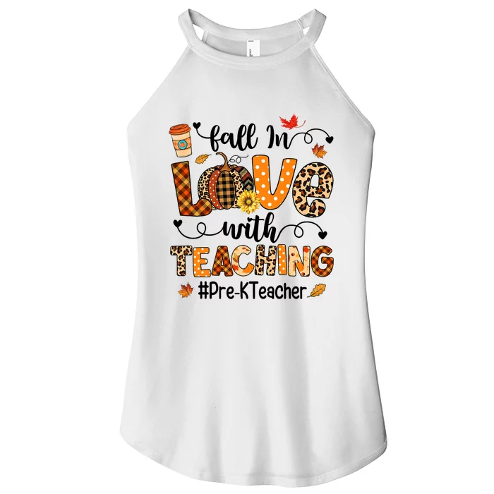 Fall In Love With Teaching Pre K Teacher Thanksgiving Women’s Perfect Tri Rocker Tank