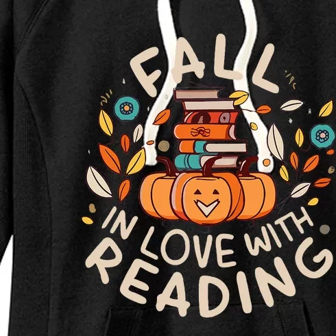 Fall In Love With Reading Book Autumn Pumpkins And Teachers Women's Fleece Hoodie