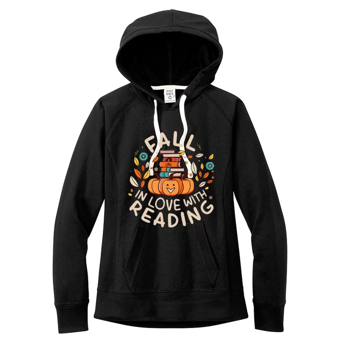 Fall In Love With Reading Book Autumn Pumpkins And Teachers Women's Fleece Hoodie