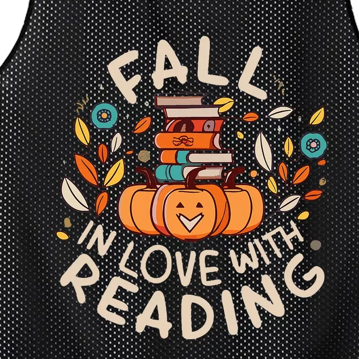 Fall In Love With Reading Book Autumn Pumpkins And Teachers Mesh Reversible Basketball Jersey Tank