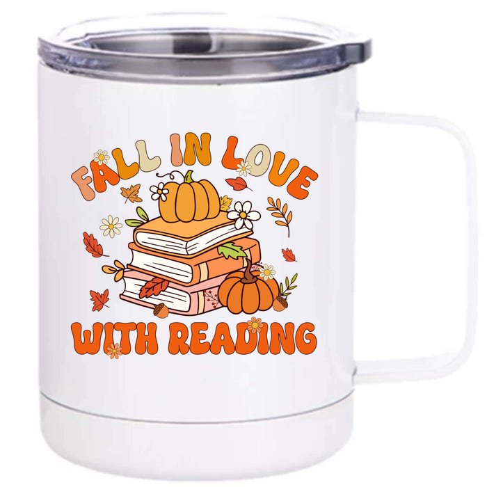 Fall In Love With Reading Book Autumn Pumpkins And Teachers Front & Back 12oz Stainless Steel Tumbler Cup