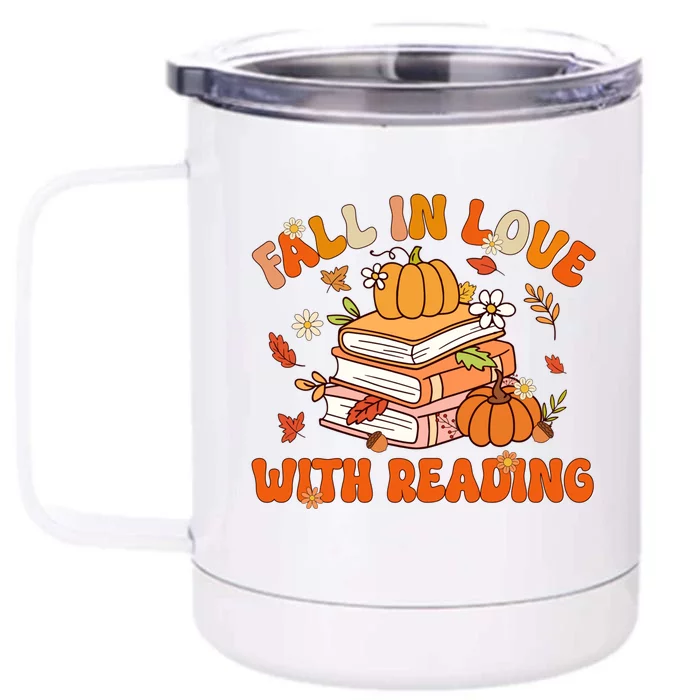 Fall In Love With Reading Book Autumn Pumpkins And Teachers Front & Back 12oz Stainless Steel Tumbler Cup