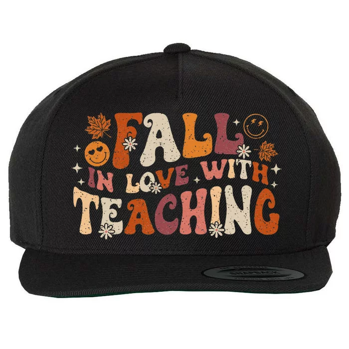 Fall In Love With Teaching Autum Thanksgiving Fall Teacher Wool Snapback Cap