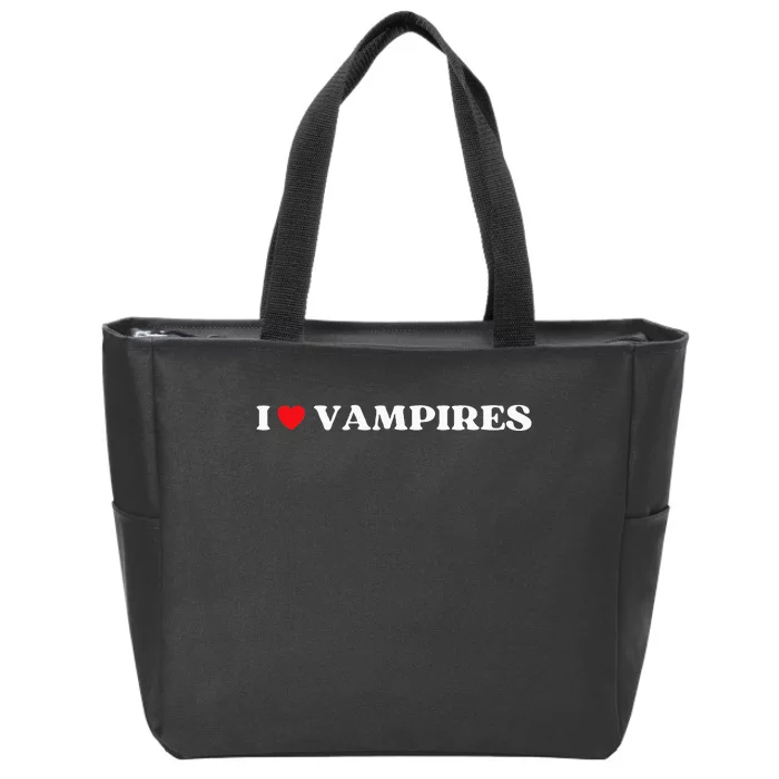 Funny I Love Vampires I Red Heart Vampires Halloween Zip Tote Bag