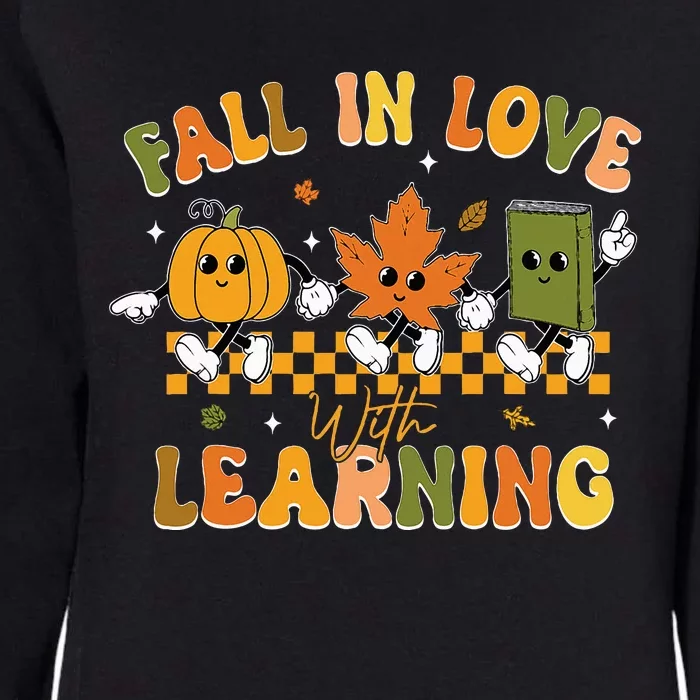 Fall In Love With Learning Retro Pumpkin Thanksgiving Womens California Wash Sweatshirt