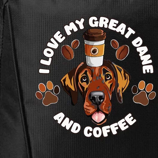 Funny I Love My Great Dane And Coffee Dog Lovers Pet Owners City Backpack