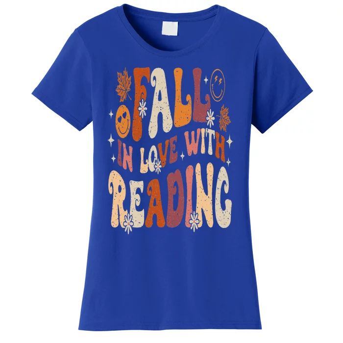 Fall In Love With Reading Autum Thanksgiving Teacher Women's T-Shirt