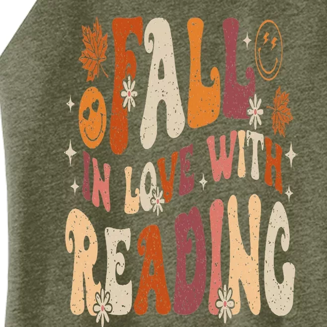 Fall In Love With Reading Autum Thanksgiving Teacher Women’s Perfect Tri Rocker Tank