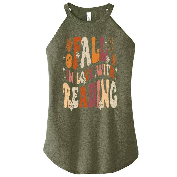 Fall In Love With Reading Autum Thanksgiving Teacher Women’s Perfect Tri Rocker Tank