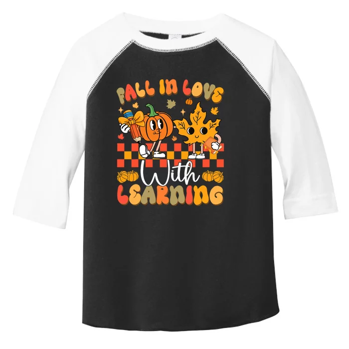 Fall In Love With Learning Funny Teacher Autumn Pumpkin Toddler Fine Jersey T-Shirt