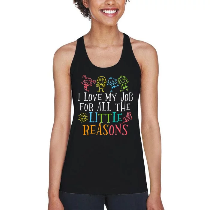 Funny I Love My Job For All The Little Reasons Women's Racerback Tank