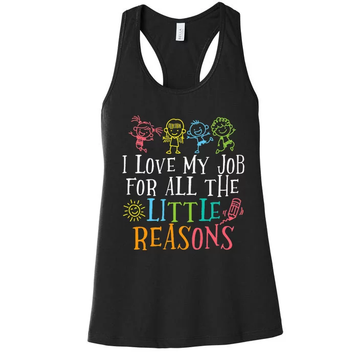 Funny I Love My Job For All The Little Reasons Women's Racerback Tank