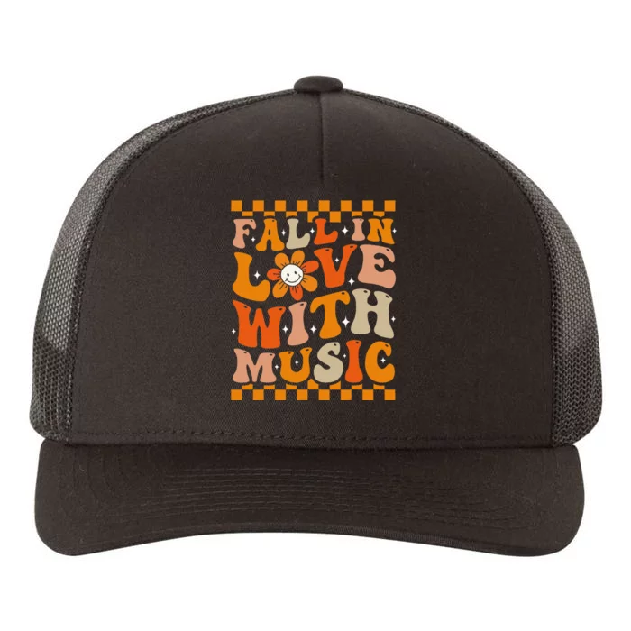 Fall In Love With Music Groovy Thanksgiving Music Teacher Yupoong Adult 5-Panel Trucker Hat