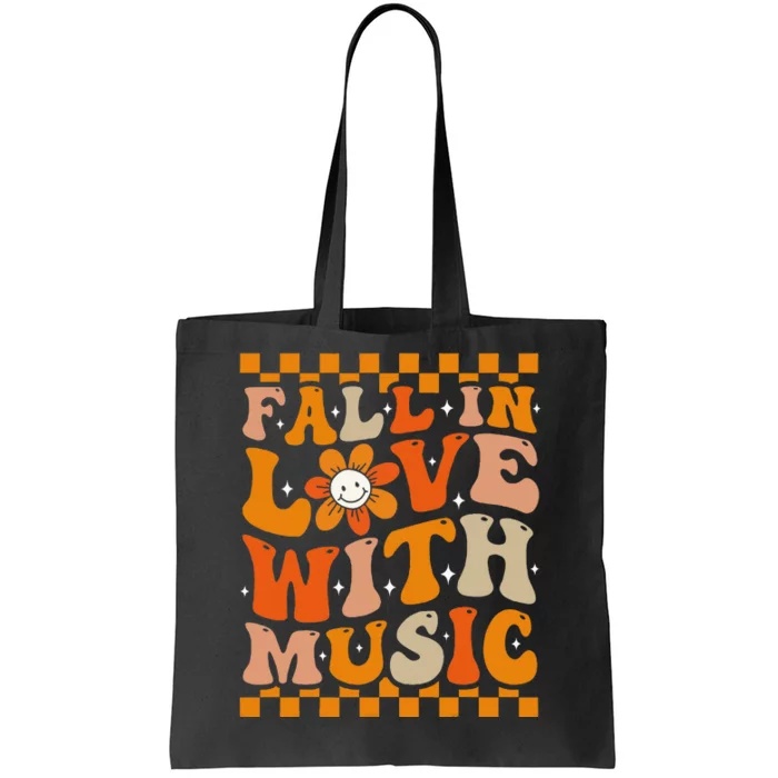 Fall In Love With Music Groovy Thanksgiving Music Teacher Tote Bag