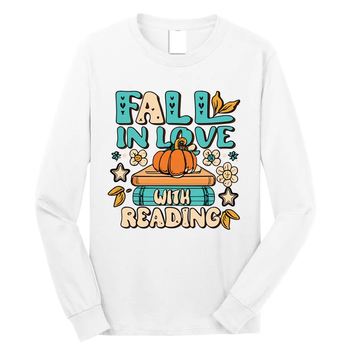 Fall In Love With Reading Book Autumn Pumpkins And Teachers Long Sleeve Shirt