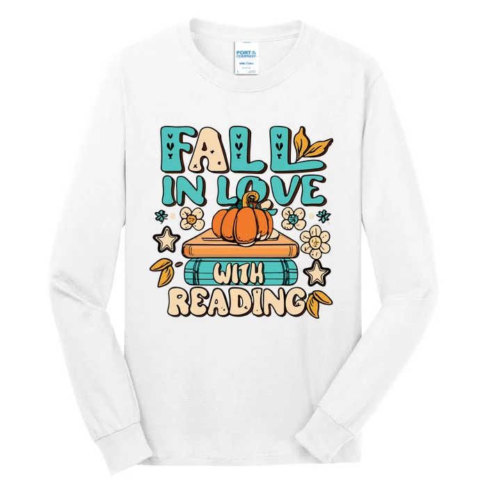 Fall In Love With Reading Book Autumn Pumpkins And Teachers Tall Long Sleeve T-Shirt